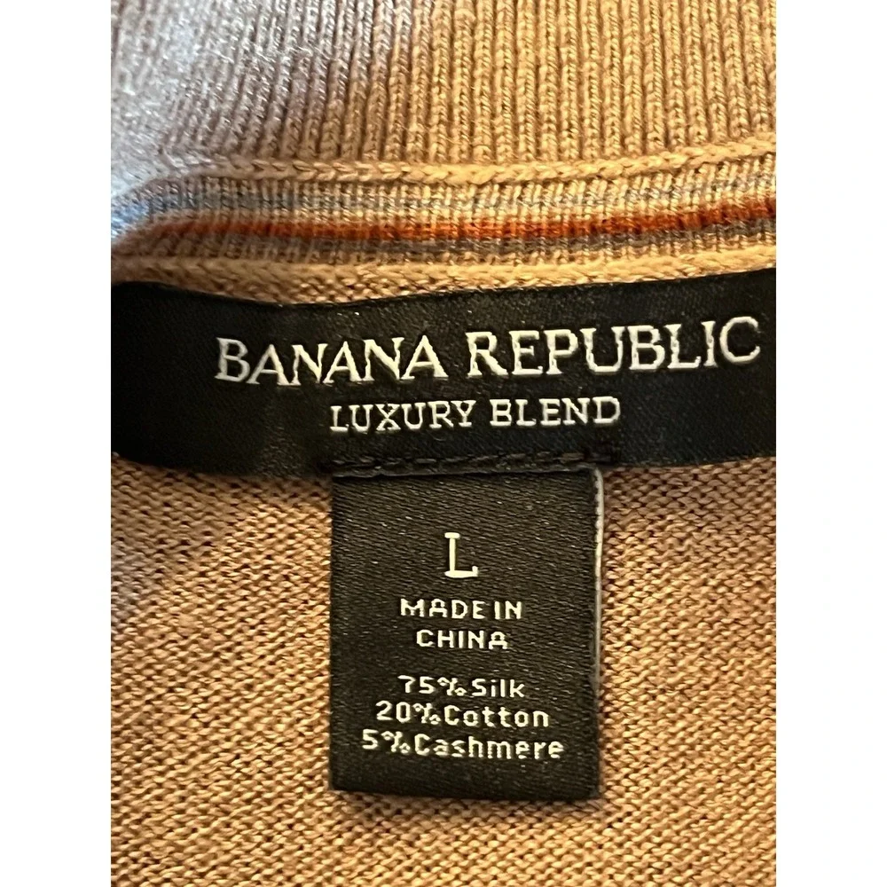 Banana‎ Republic mens Cashmere/Silk Sand V neck Sweater L